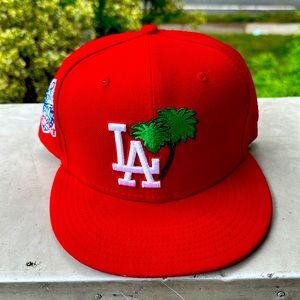 NEW ERA LOS ANGELES DODGERS 60TH ANNIVERSARY RED AND PINK 59FIFTY FITTED CAP